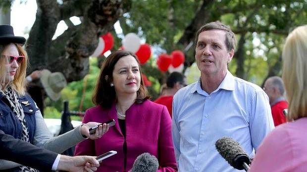 Queensland opposition leader Annastacia Palaszczuk with Stafford by-election candidate Anthony Lynham.