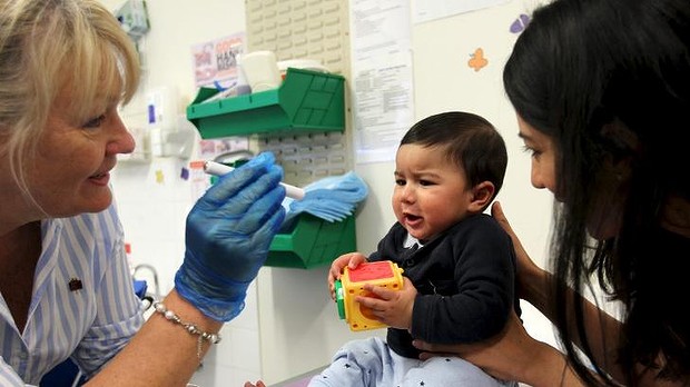 Parenting evolved in life of baby clinics: Nurse Jenni Jones with 8 month old Ethan his mum Sharlene Pasqual. 