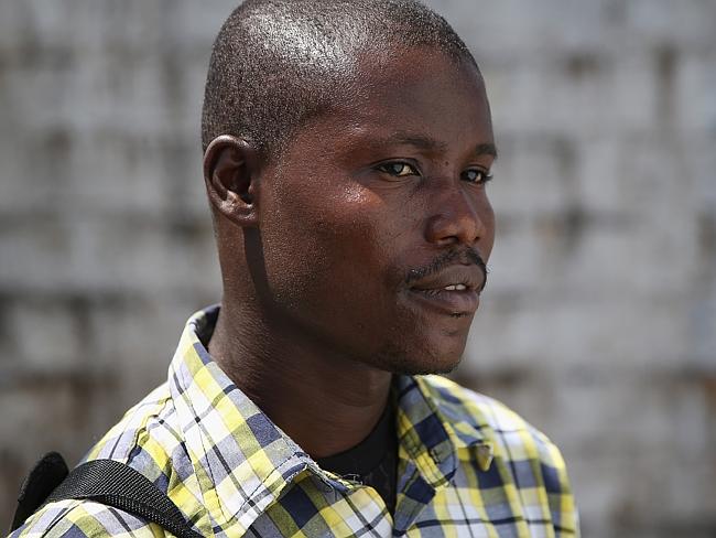 Moses Lansanah, 30, is a construction worker who lost his fiance, Amifete, 22, when she w