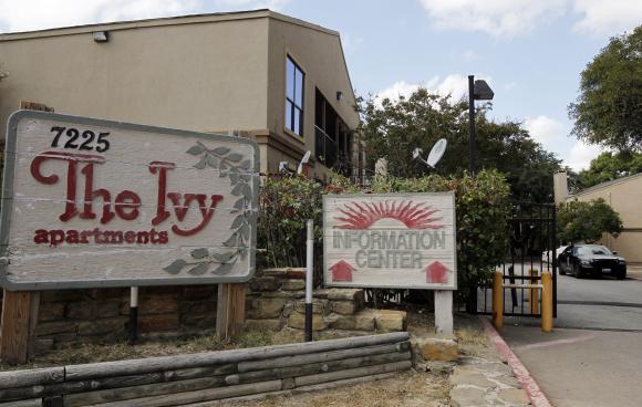 A general view of The Ivy Apartments in Dallas, Texas, where Ebola patient Thomas Eric Duncan was picked up by ambulance on Sunday.