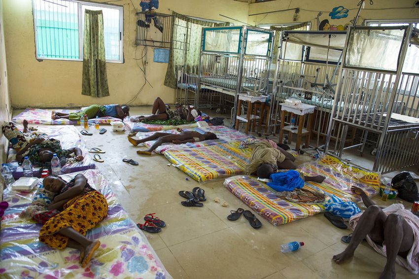 Inside the Redemption Hospital which has become a transfer and holding center to intake Ebola patients located in one of the poorest neighborhoods of Monrovia that locals call "New Kru Town" on Sept. 20, 2014 in Monrovia, Liberia.