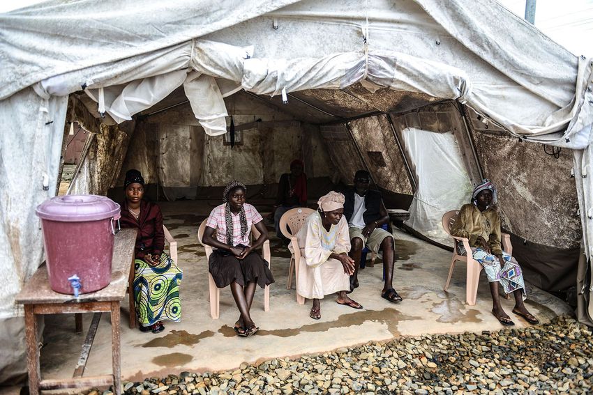 Suspected Ebola patients are seen at Kenema governmental hospital on August 23, 2014 in Kenema, Sierra Leone.