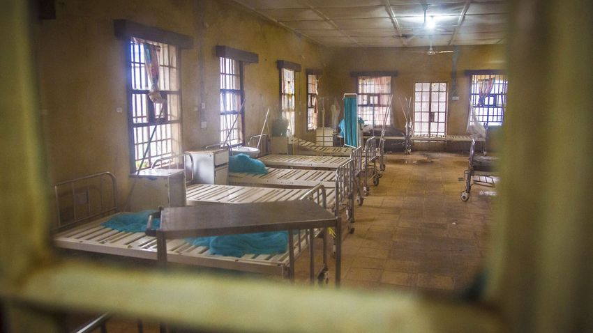 An empty ward after patients left while others are scared to be admitted as they fear contracting the Ebola virus at the Kenema Government Hospital in Sierra Leone on August 10, 2014.