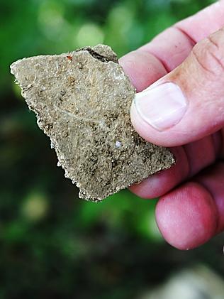 Asbestos that was dumped on the banks of a creek in Bellevue Ave, Gaythorne. Picture: Ann