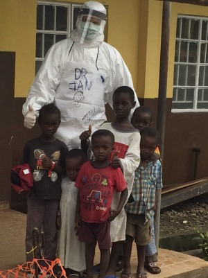 Ian Crozier with Ebola survivors waiting to be discharged.