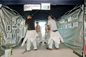 Healthcare workers complete predeployment training in Canberra to prepare them for working in West Africa as part of Australia's response to the Ebola crisis.