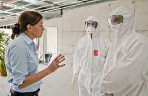 Jane Armstrong, Aspen Medical Clinical Training Manager, Dr John Gerrard and Dr John Parker taking part in predeployment Ebola training in Canberra.