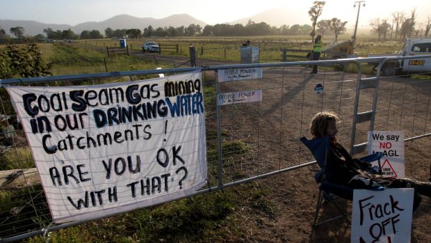 Signs erected by anti-fracking protesters in Gloucester.