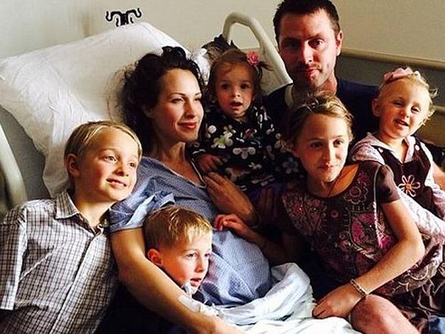 Battle lost ... Kathy Taylor with her husband and five children. Picture: Taylor Family.