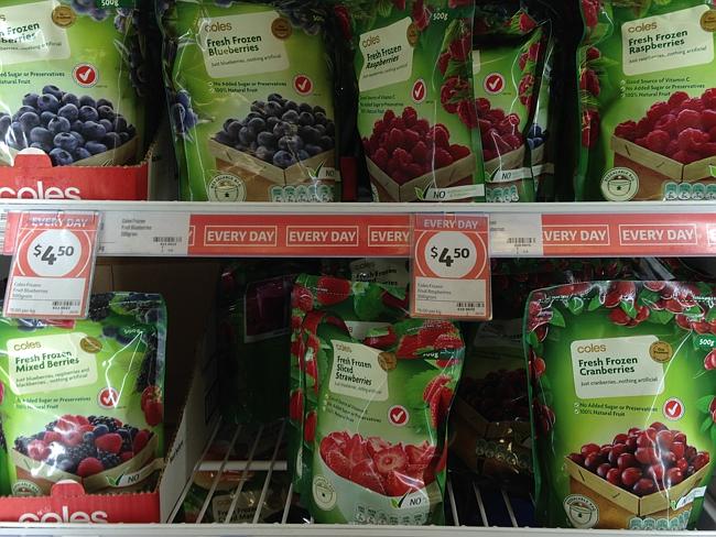 Health concerns ... The frozen fruit department at Coles Nuetral Bay. Nanna's Mixed Berri