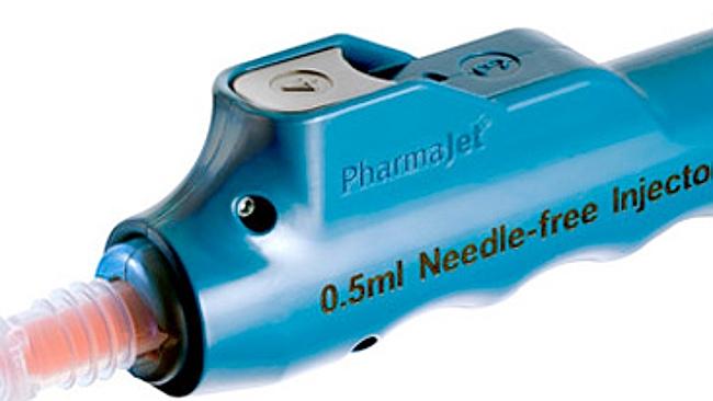 No more tears ... The high pressure Pharmajet, a needle-less vaccination delivery system,