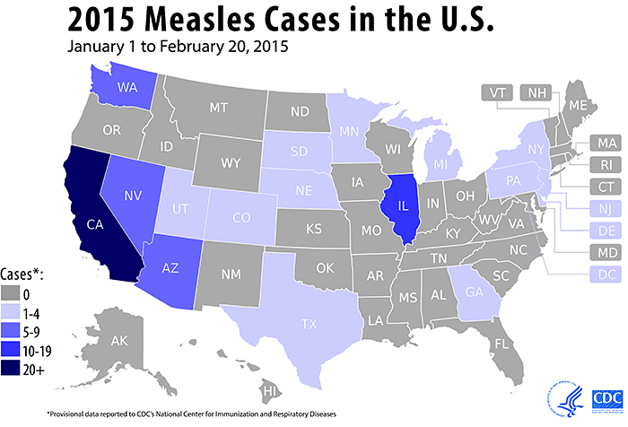 Since the start of 2015, more than 150 cases of measles have been reported in the U.S., the vast majority of which are in California. Most of the cases are among unvaccinated people, including many children and infants who were too young for immunization.