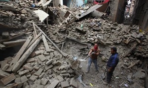 Rescue workers in Bhaktapur