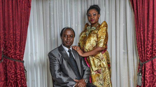 Aggrey Kiyingi, chairman of the Uganda Federal Democratic Organisation, with his wife Mayimuna Nakayiira in their Sydney ...