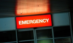 An emergency department sign at the Alfred Hospital in Melbourne.