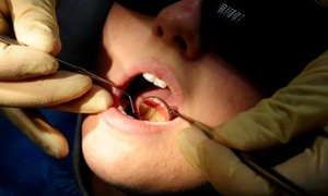 A dentist at work. 