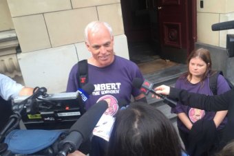 Right to life protesters outside court