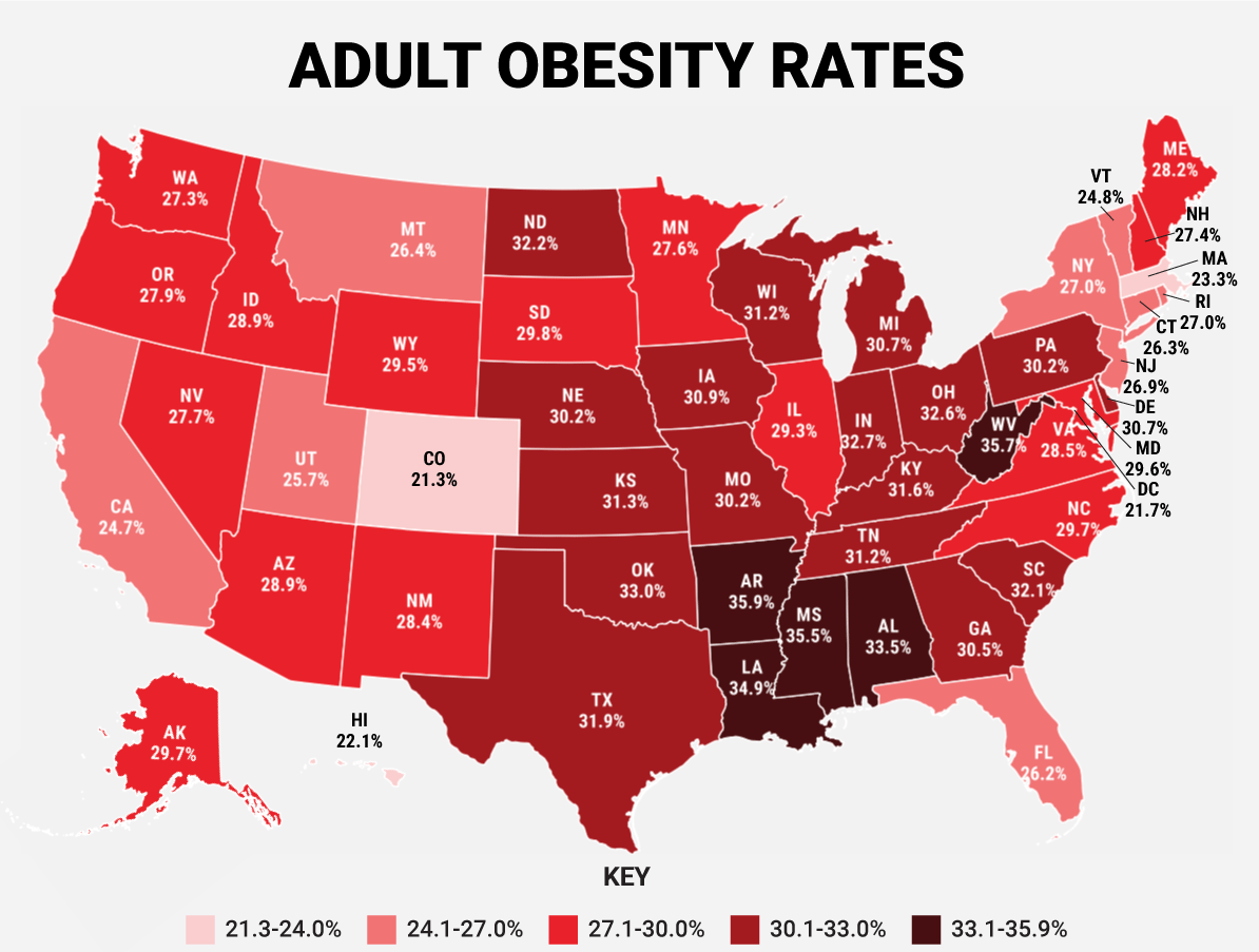 State of Obesity_every state map