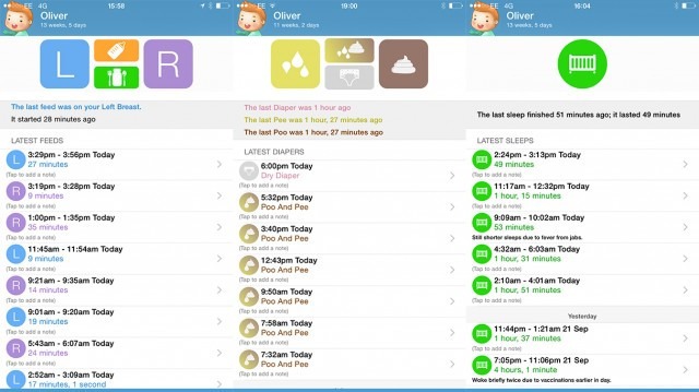 The Feed Baby app lets you track your baby's every diaper, nap and feed.