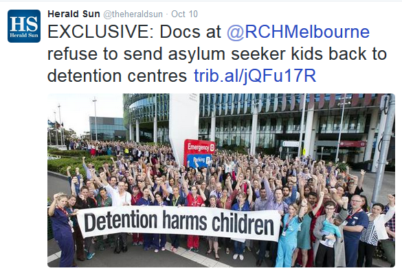 Royal Children’s Hospital doctors: “We cannot accept or condone harm to children. Detention causes harm and it must end.”