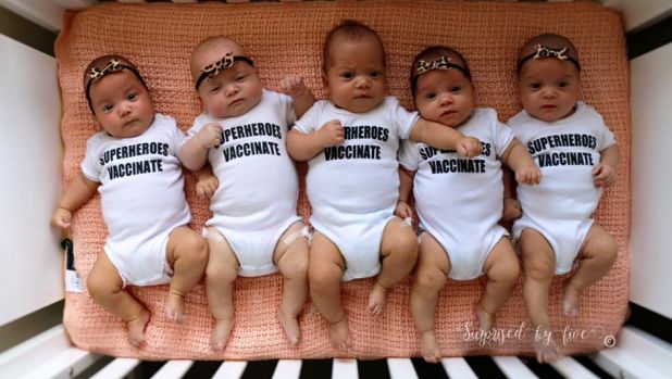 Perth quintuplets support Light For Riley, trigger Facebook vaccination debate