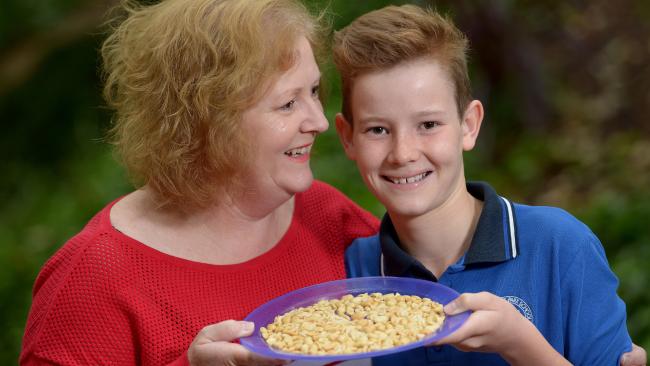 CRUNCHY: Kirstin White is glad her son Rory can now eat a handful of roasted peanuts a night. Picture: KERYN STEVENS