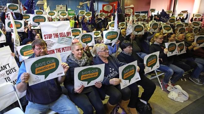 The united crowd at today’s “Save our Medicare” rally in Hobart. Picture: SAM ROSEWARNE